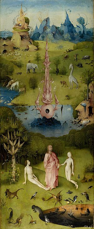 Joining of Adam and Eve Garden of Earthly Delights Left Panel